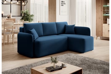 Hadson 3-seters Sofa med Divan - Blå - Møbler - Sofaer - Fløyelssofaer