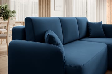 Hadson 3-seters Sofa med Divan - Blå - Møbler - Sofaer - Fløyelssofaer