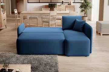 Hadson 3-seters Sofa med Divan - Blå - Møbler - Sofaer - Fløyelssofaer