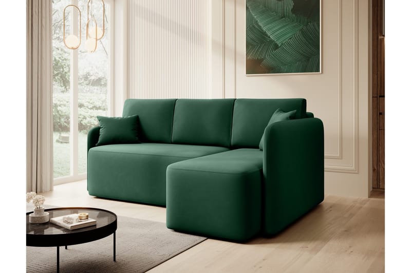 Hadson 3-seters Sofa med Divan - Grønn - Møbler - Sofaer - Fløyelssofaer