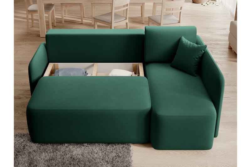 Hadson 3-seters Sofa med Divan - Grønn - Møbler - Sofaer - Fløyelssofaer