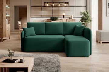 Hadson 3-seters Sofa med Divan - Grønn - Møbler - Sofaer - Fløyelssofaer