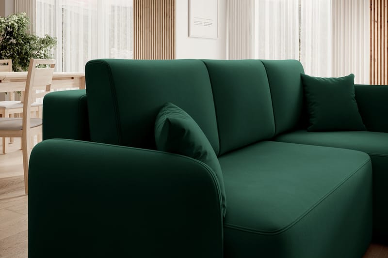 Hadson 3-seters Sofa med Divan - Grønn - Møbler - Sofaer - Fløyelssofaer