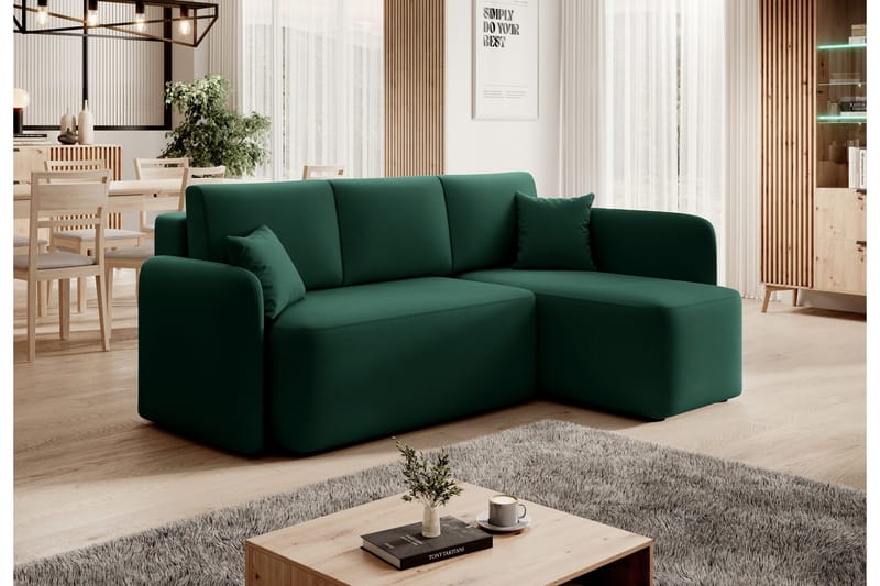 Hadson 3-seters Sofa med Divan - Grønn - Møbler - Sofaer - Fløyelssofaer