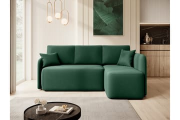 Hadson 3-seters Sofa med Divan - Grønn - Møbler - Sofaer - Fløyelssofaer