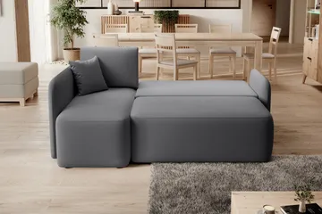 Hadson 3-seters Sofa med Divan - Mørk grå - Møbler - Sofaer - Fløyelssofaer