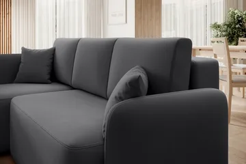 Hadson 3-seters Sofa med Divan - Mørk grå - Møbler - Sofaer - Fløyelssofaer