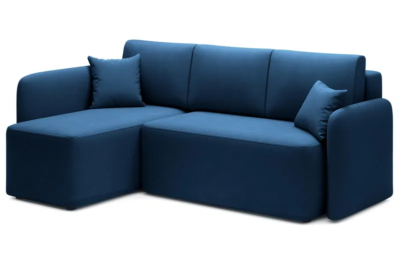 Hadson 3-seters Sofa med Sjeselong - Blå - Møbler - Sofaer - Fløyelssofaer