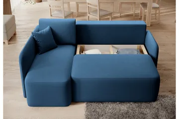 Hadson 3-seters Sofa med Sjeselong - Blå - Møbler - Sofaer - Fløyelssofaer