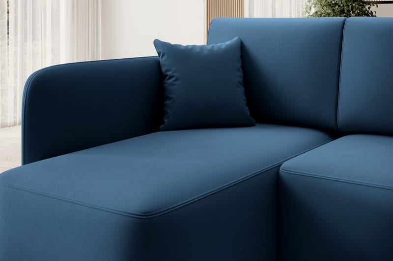 Hadson 3-seters Sofa med Sjeselong - Blå - Møbler - Sofaer - Fløyelssofaer
