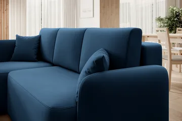 Hadson 3-seters Sofa med Sjeselong - Blå - Møbler - Sofaer - Fløyelssofaer