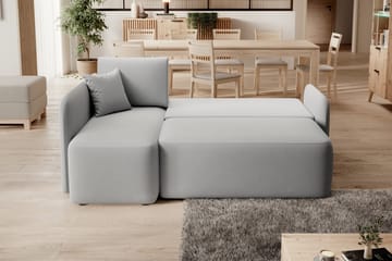 Hadson 3-seters Sofa med Sjeselong - Grå - Møbler - Sofaer - Fløyelssofaer