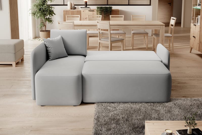 Hadson 3-seters Sofa med Sjeselong - Grå - Møbler - Sofaer - Fløyelssofaer