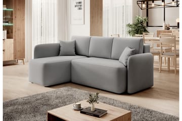 Hadson 3-seters Sofa med Sjeselong - Grå - Møbler - Sofaer - Fløyelssofaer