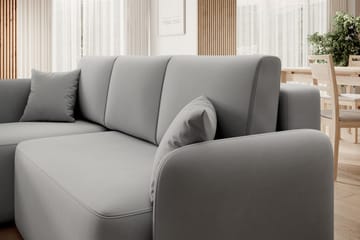 Hadson 3-seters Sofa med Sjeselong - Grå - Møbler - Sofaer - Fløyelssofaer