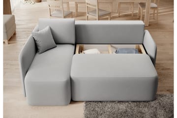 Hadson 3-seters Sofa med Sjeselong - Grå - Møbler - Sofaer - Fløyelssofaer