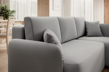 Hadson 3-seters Sofa med Sjeselong - Grå - Møbler - Sofaer - Fløyelssofaer