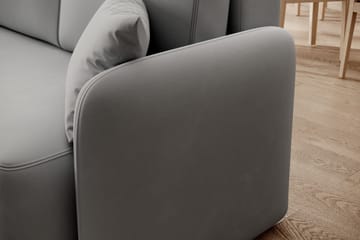 Hadson 3-seters Sofa med Sjeselong - Grå - Møbler - Sofaer - Fløyelssofaer