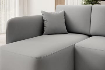 Hadson 3-seters Sofa med Sjeselong - Grå - Møbler - Sofaer - Fløyelssofaer
