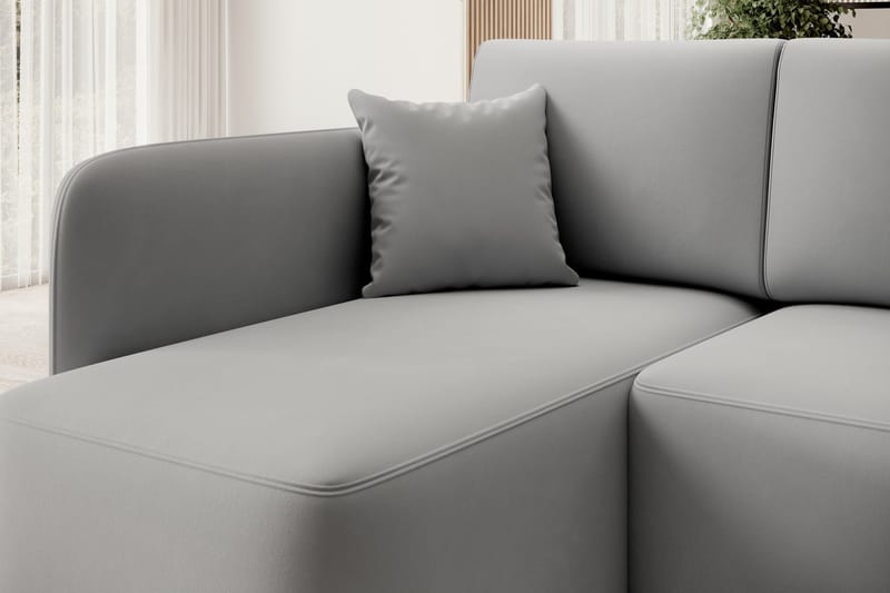 Hadson 3-seters Sofa med Sjeselong - Grå - Møbler - Sofaer - Fløyelssofaer
