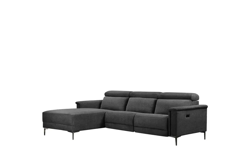 Hjørnesofa 3-seter Lund Antrasitt, Belfast-stoff, Venstre Elektrisk Recliner, Antrasitt, Belfast-stoff, Venstre Elektrisk Recliner
