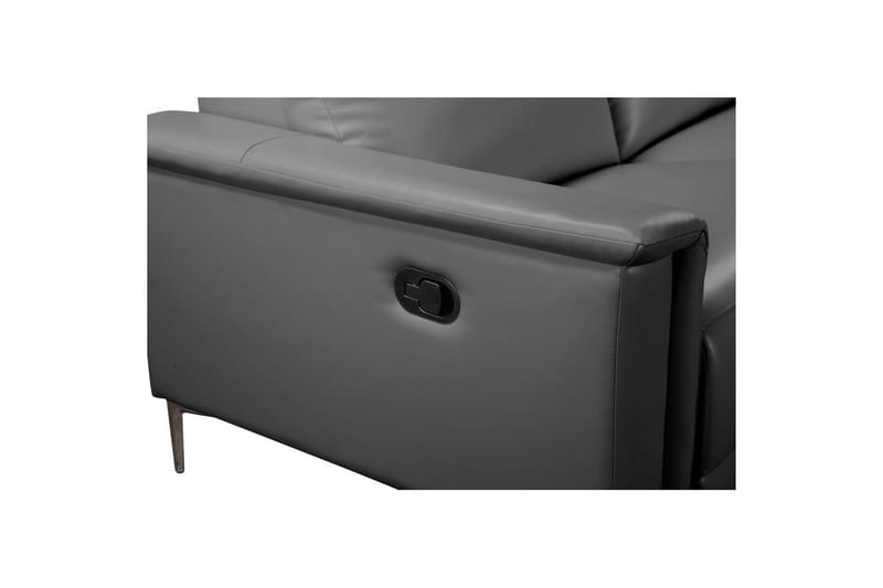 Hjørnesofa 3-seter Lund Grå, Lær/PU, Høyre Manuell Recliner - Grå, Lær/PU, Høyre Manuell Recliner - Møbler - Sofaer - Reclinersofaer