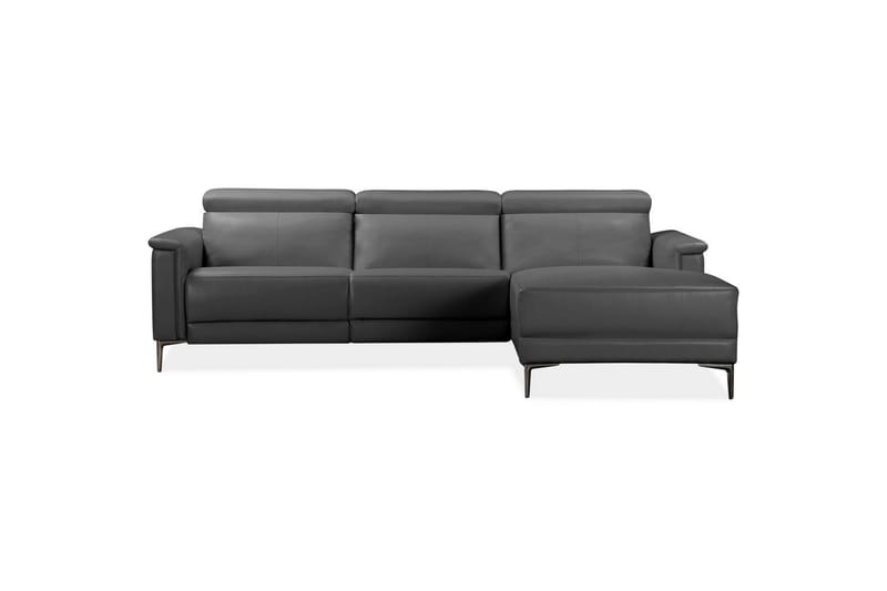 Hjørnesofa 3-seter Lund Grå, Lær/PU, Høyre Manuell Recliner - Grå, Lær/PU, Høyre Manuell Recliner - Møbler - Sofaer - Reclinersofaer