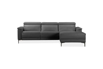 Hjørnesofa 3-seter Lund Grå, Lær/PU, Høyre Manuell Recliner - Grå, Lær/PU, Høyre Manuell Recliner - Møbler - Sofaer - Reclinersofaer