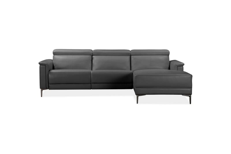 Hjørnesofa 3-seter Lund Grå, Lær/PU, Høyre Manuell Recliner - Grå, Lær/PU, Høyre Manuell Recliner - Møbler - Sofaer - Reclinersofaer