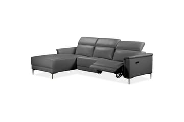 Hjørnesofa 3-seter Lund Grå, Lær/PU, Venstre Elektrisk Recliner - Grå, Lær/PU, Venstre Elektrisk Recliner - Møbler - Sofaer - Reclinersofaer