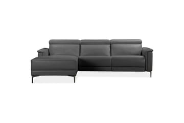Hjørnesofa 3-seter Lund Grå, Lær/PU, Venstre Elektrisk Recliner - Grå, Lær/PU, Venstre Elektrisk Recliner - Møbler - Sofaer - Reclinersofaer