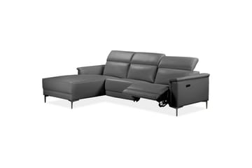 Hjørnesofa 3-seter Lund Grå, Lær/PU, Venstre Elektrisk Recliner - Grå, Lær/PU, Venstre Elektrisk Recliner - Møbler - Sofaer - Reclinersofaer