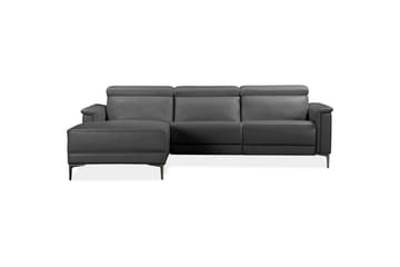 Hjørnesofa 3-seter Lund Grå, Lær/PU, Venstre Elektrisk Recliner - Grå, Lær/PU, Venstre Elektrisk Recliner - Møbler - Sofaer - Reclinersofaer