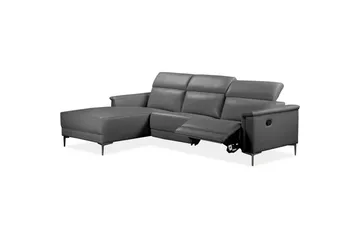 Hjørnesofa 3-seter Lund Grå, PU, Venstre Manuell Recliner - Grå, PU, Venstre Manuell Recliner - Møbler - Sofaer - Reclinersofaer