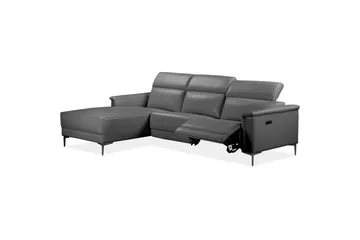 Hjørnesofa 3-seter Lund Grå, PU, Venstre Elektrisk Recliner - Grå, PU, Venstre Elektrisk Recliner - Møbler - Sofaer - Reclinersofaer