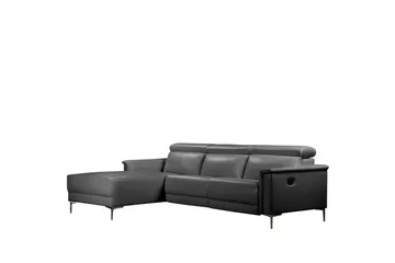 Hjørnesofa 3-seter Lund Grå, PU, Venstre Manuell Recliner - Grå, PU, Venstre Manuell Recliner - Møbler - Sofaer - Reclinersofaer