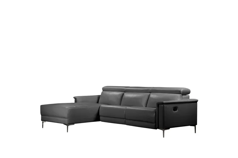 Hjørnesofa 3-seter Lund Grå, PU, Venstre Manuell Recliner - Grå, PU, Venstre Manuell Recliner - Møbler - Sofaer - Reclinersofaer