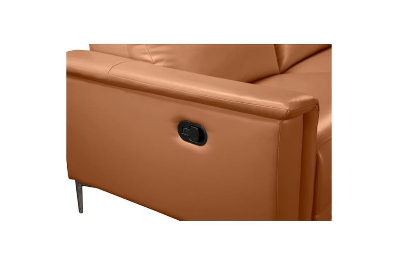 Hjørnesofa 3-seter Lund Kognac, Lær/PU, Høyre Manuell Recliner - Kognac, Lær/PU, Høyre Manuell Recliner - Møbler - Sofaer - Reclinersofaer