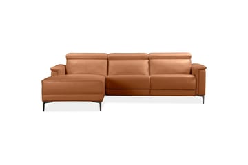 Hjørnesofa 3-seter Lund Kognac, Lær/PU, Venstre Elektrisk Recliner - Kognac, Lær/PU, Venstre Elektrisk Recliner - Møbler - Sofaer - Reclinersofaer