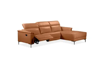 Hjørnesofa 3-seter Lund Kognac, PU, Høyre Manuell Recliner - Kognac, PU, Høyre Manuell Recliner - Møbler - Sofaer - Reclinersofaer
