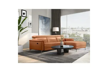 Hjørnesofa 3-seter Lund Kognac, PU, Høyre Manuell Recliner - Kognac, PU, Høyre Manuell Recliner - Møbler - Sofaer - Reclinersofaer