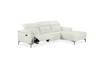 Hjørnesofa 3-seter Lund Krem, PU, Høyre Elektrisk Recliner - Krem, PU, Høyre Elektrisk Recliner - Møbler - Sofaer - Reclinersofaer