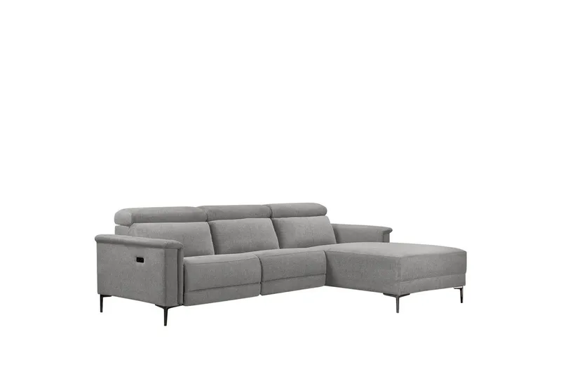 Hjørnesofa 3-seter Lund Lys grå, Belfast-stoff, Høyre Elektrisk Recliner, Lys grå, Belfast-stoff, Høyre Elektrisk Recliner