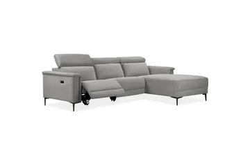 Hjørnesofa 3-seter Lund Lys grå, Belfast-stoff, Høyre Elektrisk Recliner - Lys grå, Belfast-stoff, Høyre Elektrisk Recliner - Møbler - Sofaer - Reclinersofaer
