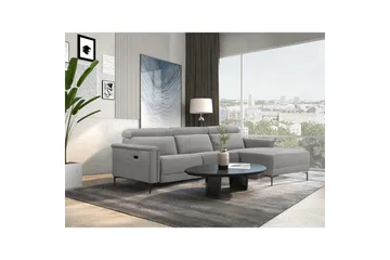 Hjørnesofa 3-seter Lund Lys grå, Belfast-stoff, Høyre Elektrisk Recliner - Lys grå, Belfast-stoff, Høyre Elektrisk Recliner - Møbler - Sofaer - Reclinersofaer