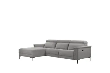 Hjørnesofa 3-seter Lund Lys grå, Belfast-stoff, Venstre Elektrisk Recliner - Lys grå, Belfast-stoff, Venstre Elektrisk Recliner - Møbler - Sofaer - Reclinersofaer