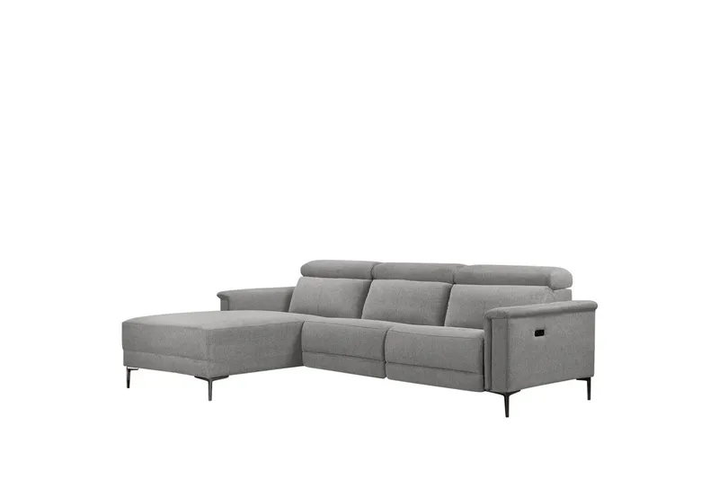 Hjørnesofa 3-seter Lund Lys grå, Belfast-stoff, Venstre Elektrisk Recliner - Lys grå, Belfast-stoff, Venstre Elektrisk Recliner - Møbler - Sofaer - Reclinersofaer