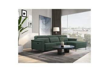 Hjørnesofa 3-seter Lund Mørk grønn, Belfast-stoff, Høyre Elektrisk Recliner - Mørk grønn, Belfast-stoff, Høyre Elektrisk Recliner - Møbler - Sofaer - Reclinersofaer