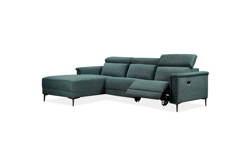 Hjørnesofa 3-seter Lund Mørk grønn, Belfast-stoff, Venstre Elektrisk Recliner - Mørk grønn, Belfast-stoff, Venstre Elektrisk Recliner - Møbler - Sofaer - Reclinersofaer
