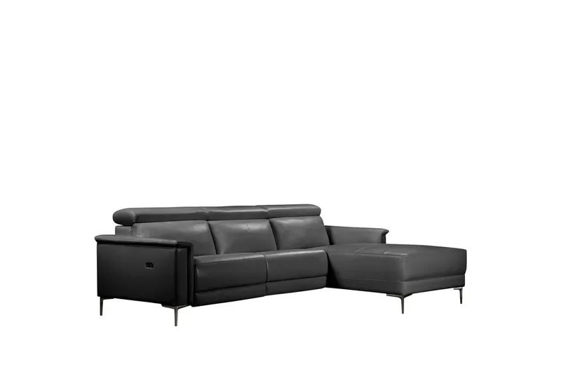 Hjørnesofa 3-seter Lund Svart, Lær/PU, Høyre Elektrisk Recliner, Svart, Lær/PU, Høyre Elektrisk Recliner